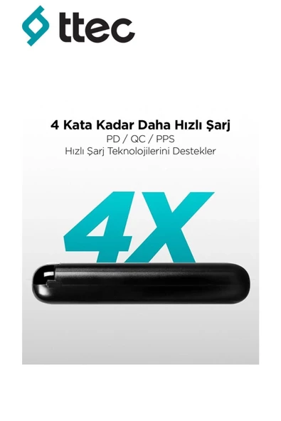 Ttec Pro Lcd 20.000 Mah Pd 20w 4kat Hızlı Qc Taşınabilir Şarj Aleti Powerbank 2bb186s - 4