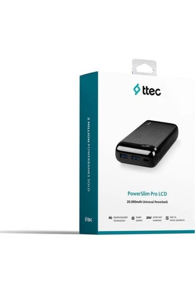 Ttec 2bb186s Powerslim Pro Lcd 20.000 Mah Pd 20w Taşınabilir Şarj Aleti / Powerbank Usb-c Giriş/çıkı