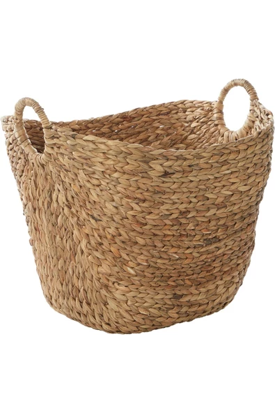 Yenigeldi El Yapımı Halka Kulplu Büyük Dokuma Saklama Sepeti (53.5cm*43.5 cm.43.5 cm)