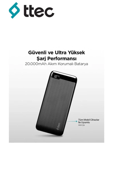 Ttec Pro Lcd 20.000 Mah Pd 20w 4kat Hızlı Qc Taşınabilir Şarj Aleti Powerbank 2bb186s - 3