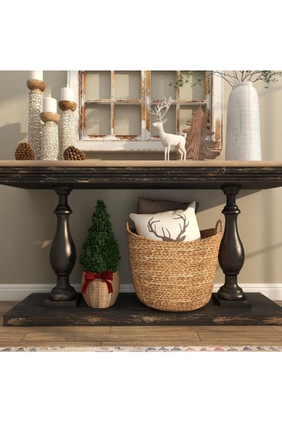 Yenigeldi El Yapımı Halka Kulplu Büyük Dokuma Saklama Sepeti (53.5cm*43.5 cm.43.5 cm) - 8