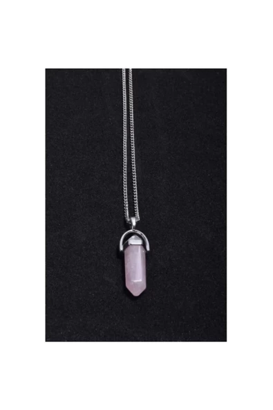 Yenigeldi Pembe Kuvars Doğal Taş Pandül Kolye - 2