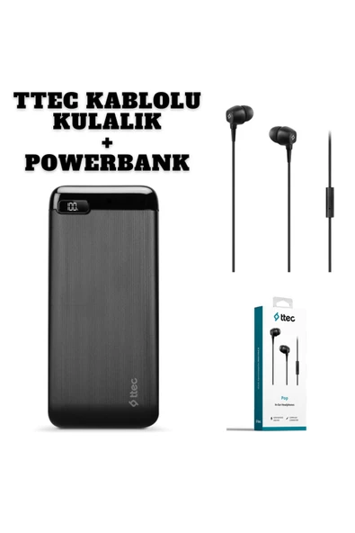 Ttec PowerSlim LCD 20.000 mAh Taşınabilir Şarj Aleti Powerbank USB-C 2BB184S + 2KMM13 TTEC KULAKLIK - 3