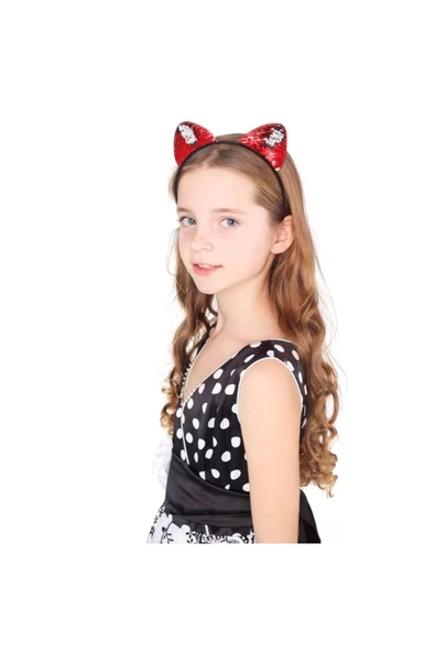 Yenigeldi Ters Çevrilebilir Pullu Kedi Kulakları Taç, Parlak Kedi Kulak Saç Taç Payetli Taç ürün görseli 1