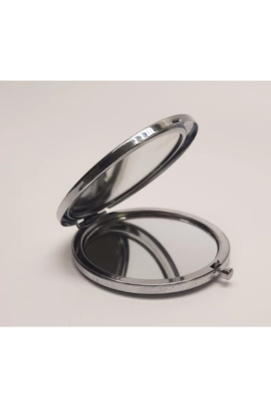 freeshopxl Yuvarlak Cep Aynası, Makyaj Cep Aynası, Kapaklı Cep Aynası, Büyüteçli Cep Aynası, Metal Kapaklı Cep - 3