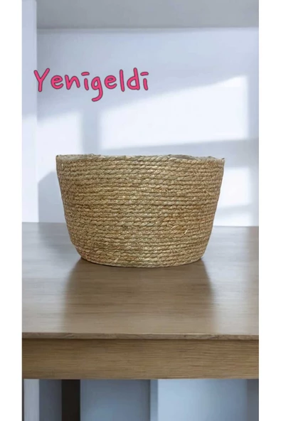Yenigeldi 1 Adet Yuvarlak Hasır Saklama Sepeti Sapsız yen240039or