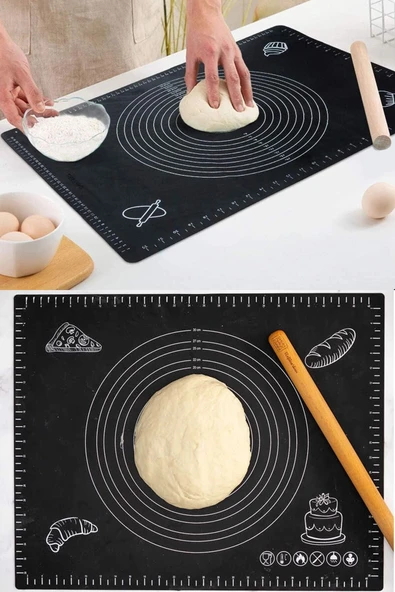 SEF AVM Silikon Hamur Açma Matı, Ölçekli Hamur Açma Altlığı 50x40cm