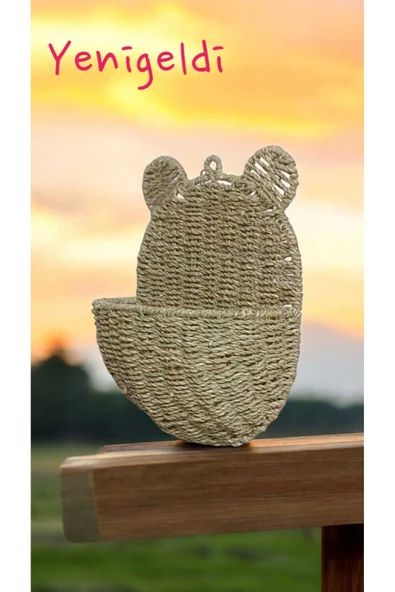 Yenigeldi (Y:35-G:26-U:13 CM) 1 Adet Duvar Hasır Sepeti Kulaklı Yen2400181 - 2