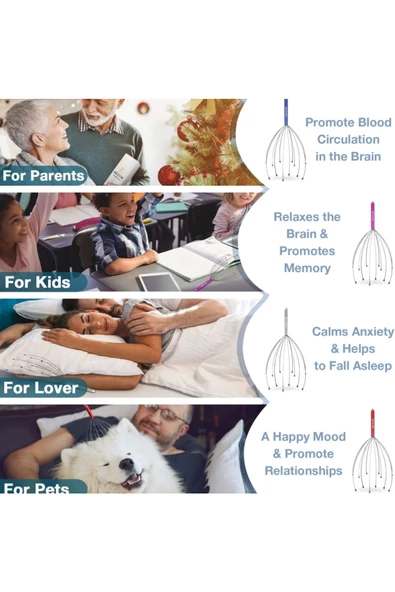 Yenigeldi Kan Dolaşımını Arttırıcı Kafa Masaj Aleti Baş Boyun Saç Kaşıma Teli El Tipi Baş Masajı Saç Diplerini - 3