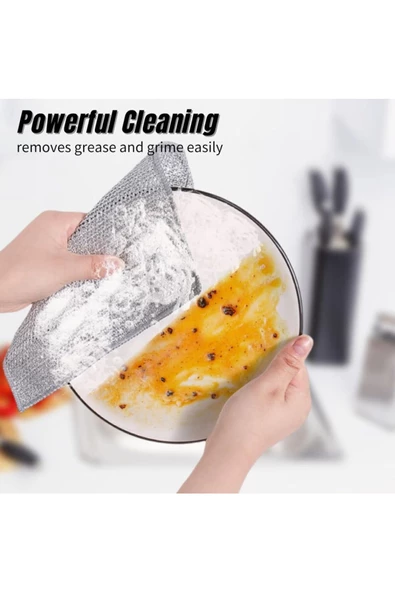 Yenigeldi 10 Adet Çok Amaçlı Mucize Mikrofiber Inox Bez Telli Bulaşık Bezi, Mutfak Banyo Bezi - 6