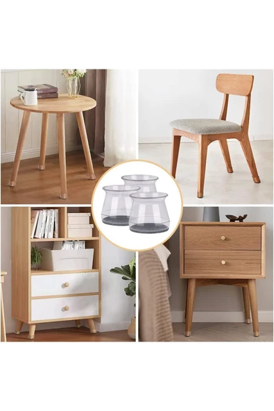 Yenigeldi 8 Adet Keçeli Silikon Masa Sandalye Pabuç Kaydırmaz Zemin Koruyucu 35mm Taban 30mm Boğaz - 6