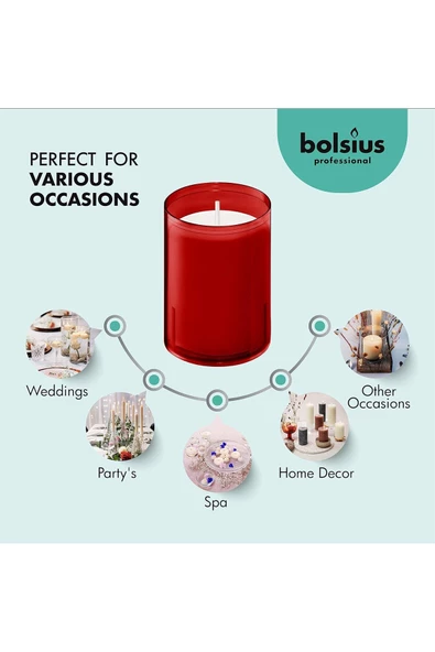 Yenigeldi 1 Adet (5cm*4cm) BOLSIUS 20 Saat Kırmızı Akrilik Avrupa Kalitesi Kokusuz Dumansız - 3