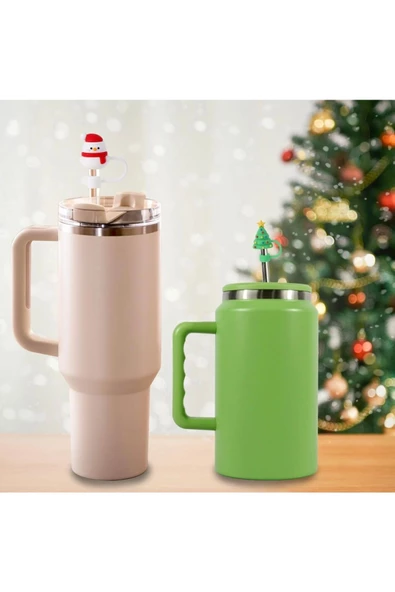 Yenigeldi 4 Adet Yılbaşı Pipet Kapak Kapağı 10mm Yılbaşı Tumbler Kapak Toz Geçirmez - 2