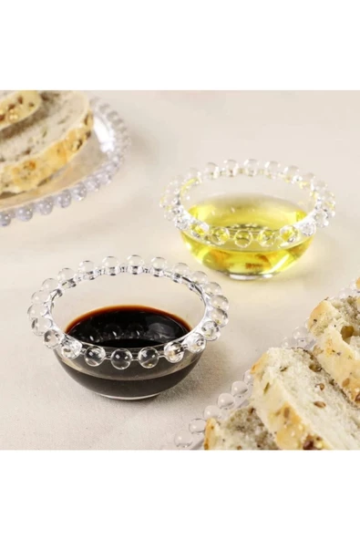 Yenigeldi 1 Adet Yuvarlak Boncuk Kenarlı Çerez Draje Lokum Reçel Sunum Kasesi Tealight Mumluk - 2