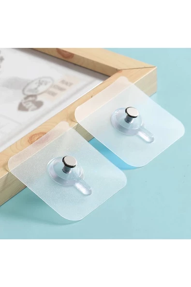 SAYRA Süper Güçlü 4 Adet Çerçeve Askısı Pin Delgisiz Vidalı Tırnak Kanca Yapışkanlı Raf Tutucu Askı - 8