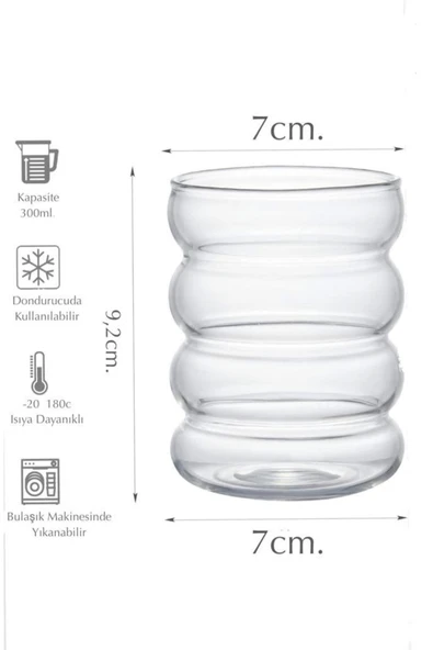 Yenigeldi Ripple Boğumlu Bardak Isıya Dayanıklı Borosilikat Kahve Çay Bubble Tea Viski Bardağı - 2