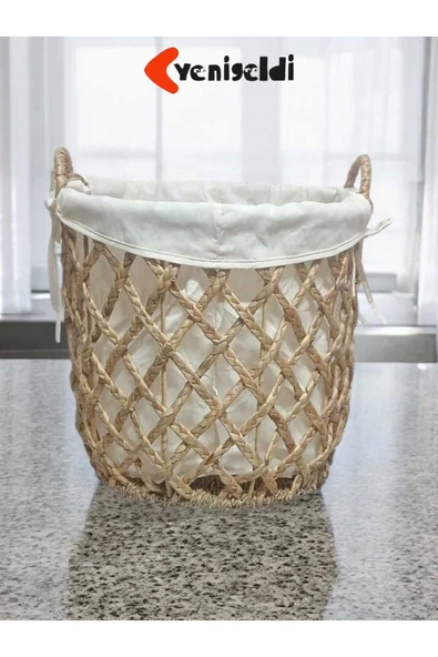 Yenigeldi (Y:35-G:36-TG:27 CM) 1 Adet Büyük Yuvarlak Hasır Sepet Mükemmel Ev Depolama Ve Dekor Yen240024or