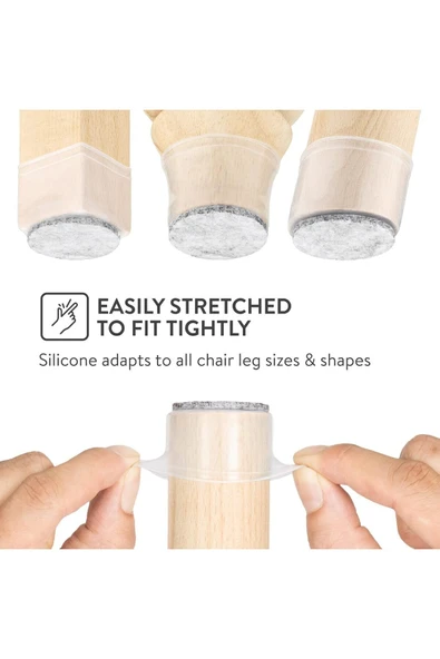 Yenigeldi 12 Adet (15MM - 17MM) Silikon Masa Sandalye Pabucu Kaydırmaz Pabuç Zemin Koruyucu - 2