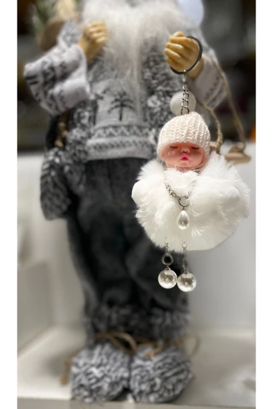 Yenigeldi Bebek Anahtarlık, Peluş Anahtarlık, Sevimli Anahtarlık Bebek Peluş Anahtarlık beyaz peluş hediyelik - 2