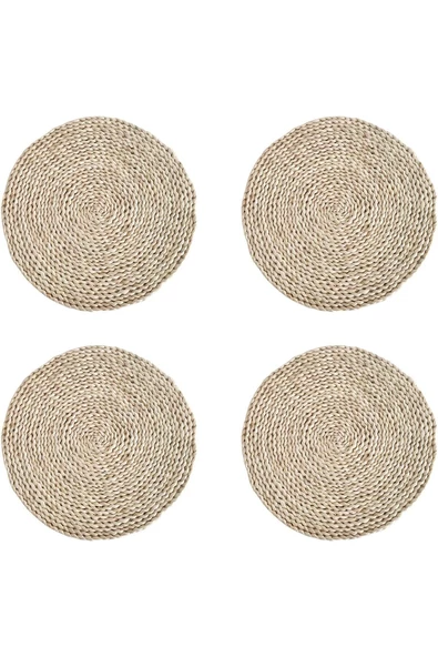 Yenigeldi 2 Adet Doğal Amerikan Servis Supla Örme Runner Hasır Örgülü Sunum Daire Örgülü Bambu Servis