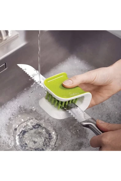 Yenigeldi Bıçak Ve Çatal Bıçak Temizleyici Fırça Kıl Ovma Mutfak Için Yıkama Aparatı Kaymaz, Tek Boyut, Yeşil - 3