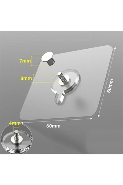 SAYRA Süper Güçlü 4 Adet Çerçeve Askısı Pin Delgisiz Vidalı Tırnak Kanca Yapışkanlı Raf Tutucu Askı - 6