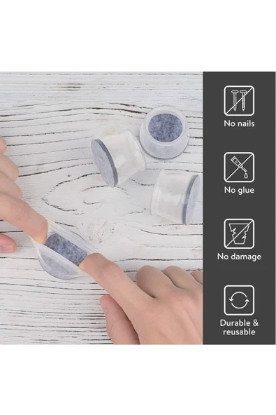 Yenigeldi 8 Adet ( 15mm - 17mm ) Keçeli Silikon Masa Sandalye Koruyucu, Masa Sandalye Kaydırmaz - 2