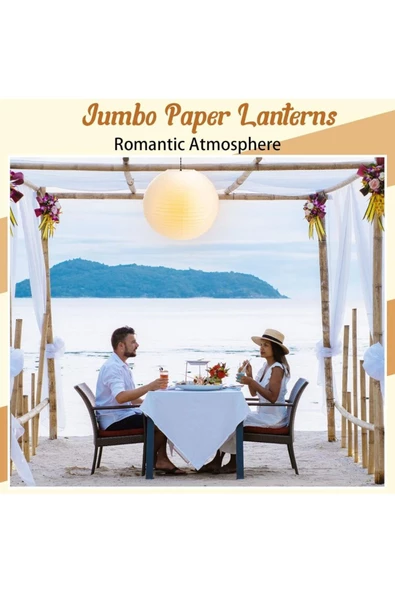 Yenigeldi 1 Adet Beyaz Yuvarlak Kağıt Fener Japon Feneri Lamba Düğün Doğum Günü Partisi Dekorasyon - Resim 7