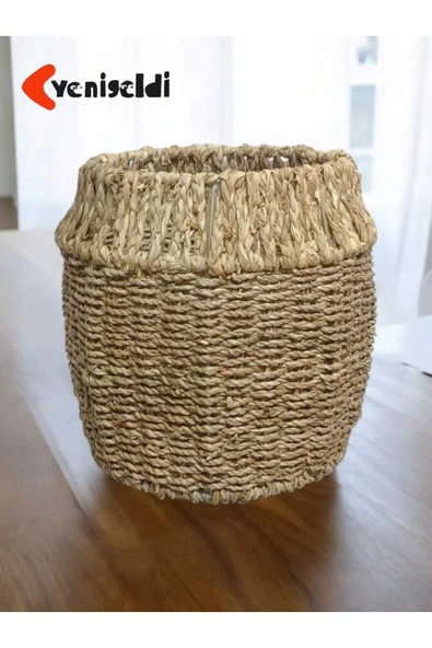 Yenigeldi 1 Adet Yuvarlak Hasır Sepeti Üstü ( Yüksekliği 25 Cm Genişliği 23 Cm Taban 21 Cm) Yen240031k