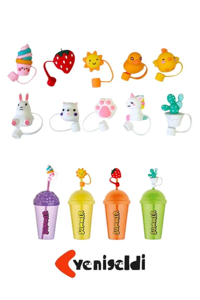 Yenigeldi Stanley Ile Uyumlu Değildir 4 Adet Toz Geçirmez Silikon Pipet Kapak Sevimli Yeniden Kullanılabilir .