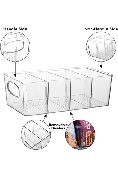 Yenigeldi 2 Adet Akrilik Çıkarılabilir Bölmeli Mutfak Buzdolabı Düzenleyici Makyaj Banyo Organizeri Çay Kutusu - 2
