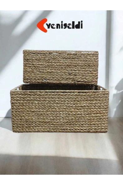 Yenigeldi 2li Dikdörtgen Saklama Hasır Sepeti Yen2400252