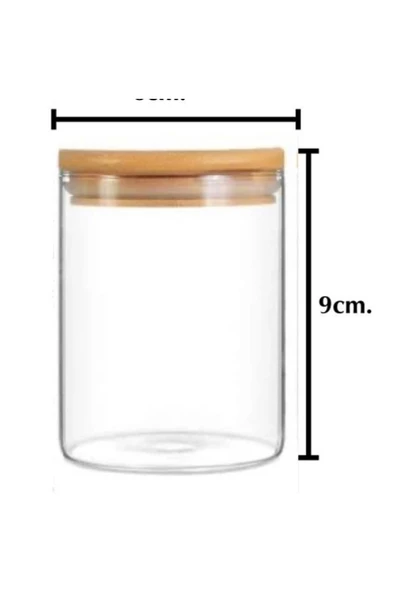 Yenigeldi 2 Adet Bambu Kapaklı Hava Geçirmez Kapaklı Borosilikat Isıya Dayanıklı Cam Kavanoz (250 ML) - 2