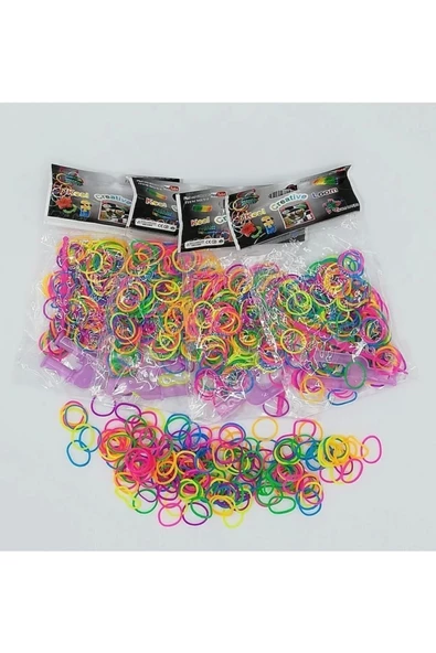 Free Shop 4 Lü Yedek Poşet Bileklik Takı Yapma Seti ve Örgü yapma seti Loom - 2