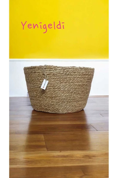 Yenigeldi 1 Adet Yuvarlak Hasır Saklama Sepeti Sapsız - Resim 2