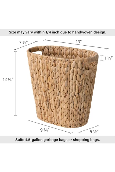 Yenigeldi 1 Adet Ankastre Kulplu Hasır Çöp Sepeti Yatak Odası,Dolap, Banyo Düzenleyici (33,5 cm - 19cm - 31.5 cm) - 2