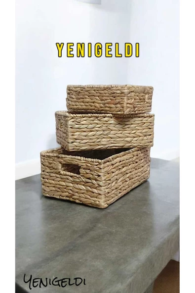 Yenigeldi 3lü Doğal Hasır Sepet Yen2400383 - 2