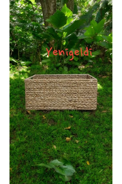 Yenigeldi (Y:17-G:25-U:40 CM) 1 Adet Dikdörtgen Saklama Hasır Sepeti Yen240025or - Resim 2