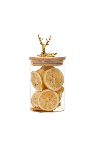 Yenigeldi 1 Adet Cam Bambu Kapaklı Dekoratif Hava Geçirmez Kapaklı Kavanoz Küçük Boy (11.5 CM X 9 CM)