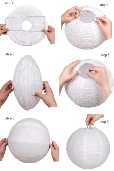 Yenigeldi 2 Adet Beyaz Yuvarlak Kağıt Fener Japon Feneri Lamba Düğün Doğum Günü Partisi Dekorasyon - 2