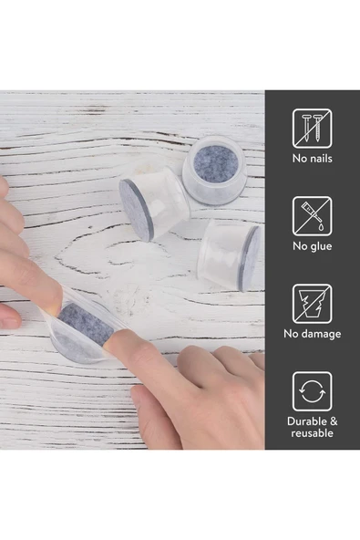 Yenigeldi 8 Adet ( 3cm-3,5cm ) Yarı Saydam Silikon Keçeli Sandalye Susturucu Sandalye Pabucu - 2