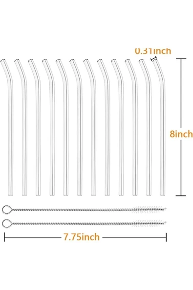 Yenigeldi (1 ADET PİPET TIPASI) 12 Adet Yeniden Kullanılabilir Cam Pipet Ve 2 Temizleme Fırçası - 3