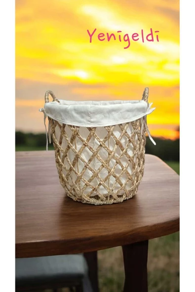 Yenigeldi (Y:35-G:36-TG:27 CM) 1 Adet Büyük Yuvarlak Hasır Sepet Mükemmel Ev Depolama Ve Dekor Yen240024or - 2