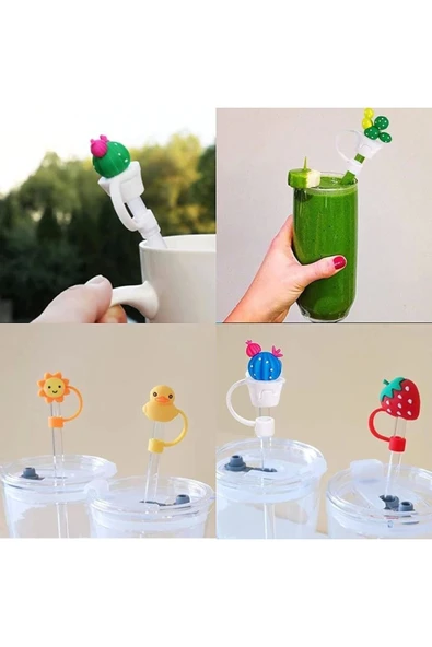 Yenigeldi Stanley Ile Uyumlu Değildir 4 Adet Toz Geçirmez Silikon Pipet Kapak Sevimli Yeniden Kullanılabilir . - 3