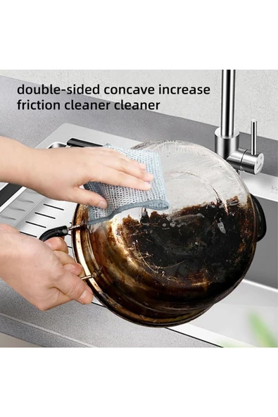 Yenigeldi 10 Adet Çok Amaçlı Mucize Mikrofiber Inox Bez Telli Bulaşık Bezi, Mutfak Banyo Bezi - 8