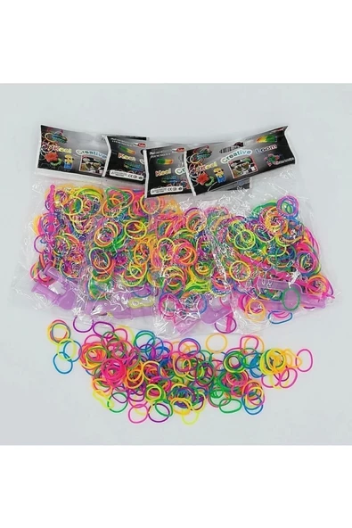 Free Shop 4 Lü Yedek Poşet Bileklik Takı Yapma Seti ve Örgü yapma seti Loom