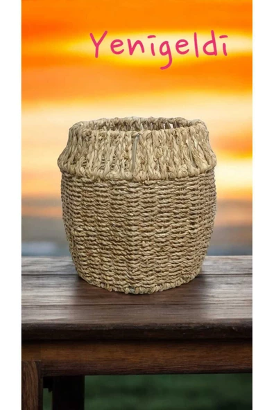 Yenigeldi 1 Adet Yuvarlak Hasır Sepeti Üstü ( Yüksekliği 25 Cm Genişliği 23 Cm Taban 21 Cm) Yen240031k - 2