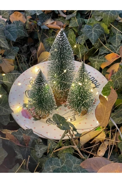 Yenigeldi (1 ADET 20 CM KOKİNALI , 2 ADET KENDİNDEN IŞIKLI 15 CM) 3'lü Yılbaşı Ağacı, Mini Çam Ağacı , - 3