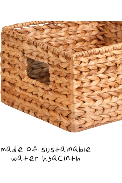 Yenigeldi 3 Adet Vietnam Dikdörtgen Hasır Kutu Sepet Dolap Düzenleyici ( 40-28-15cm / 36-23-13 cm / 30-19-10 cm) - 3