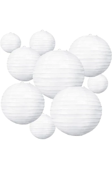 Yenigeldi 2 Adet Beyaz Yuvarlak Kağıt Fener Japon Feneri Lamba Düğün Doğum Günü Partisi Dekorasyon